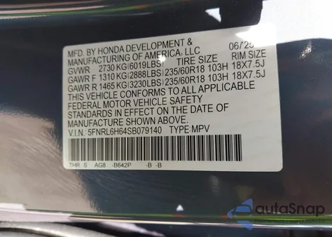 2025 Honda Odyssey Ex-L from USA, damaged, VIN 5FNRL6H64SB079140